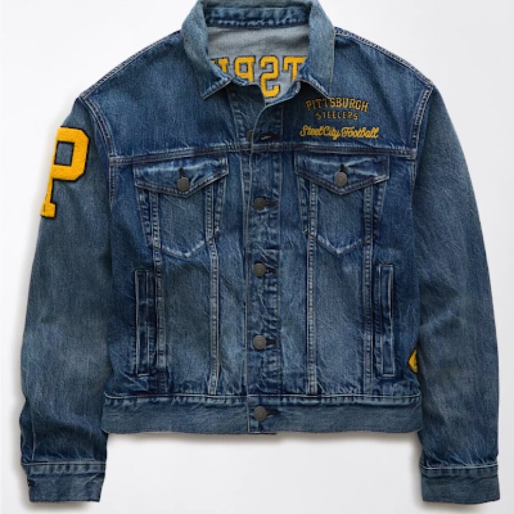 NWT American Eagle NFL Pittsburgh Steelers- Denim Jacket ~ MSRP $199 - Picture 2 of 8